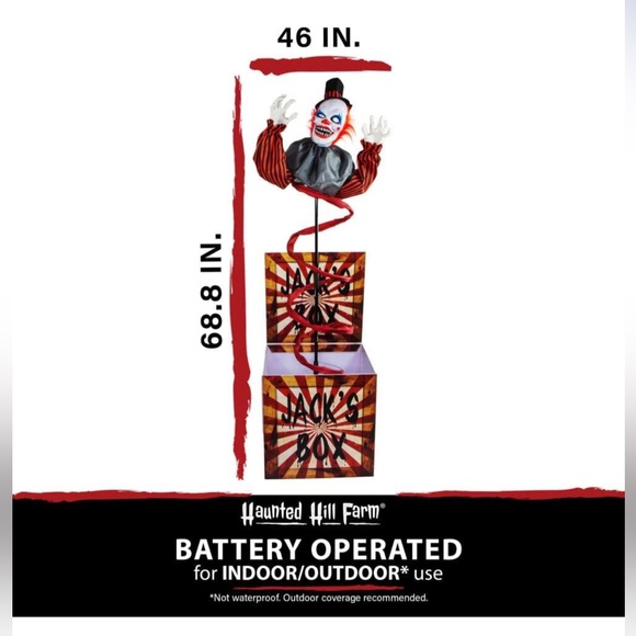 Haunted Hill Farm Life-Size Scary Animatronic Talking Clown Jack in The Box - Picture 5 of 6